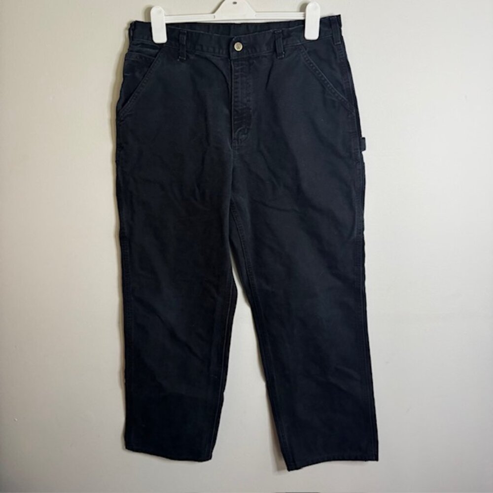 Carhartt Men's Loose Straight Washed Duck Dungaree Pants Black 36x32